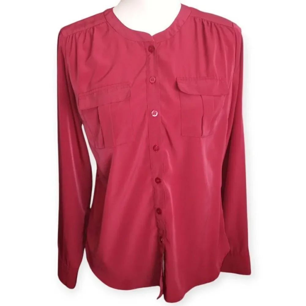 NEW YORK AND COMPANY MAROON BLOUSE SZ.S EUC.